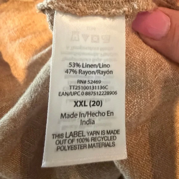 Time and Tru Button-Front Beige Linen Midi Dress - Picture 6 of 6